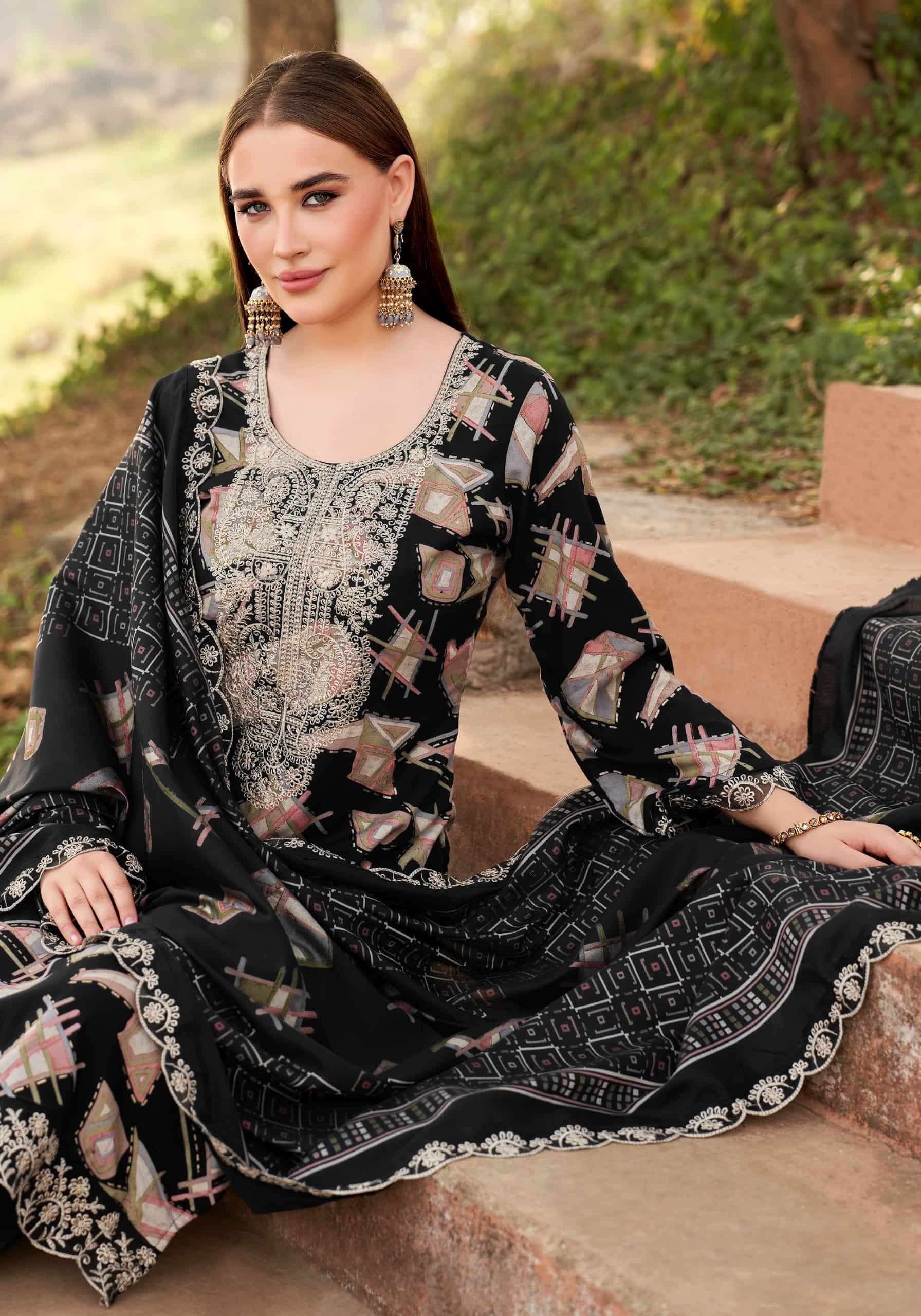 Alok Suit Black Diamond Premium Edition 15 Rayon Dress Material