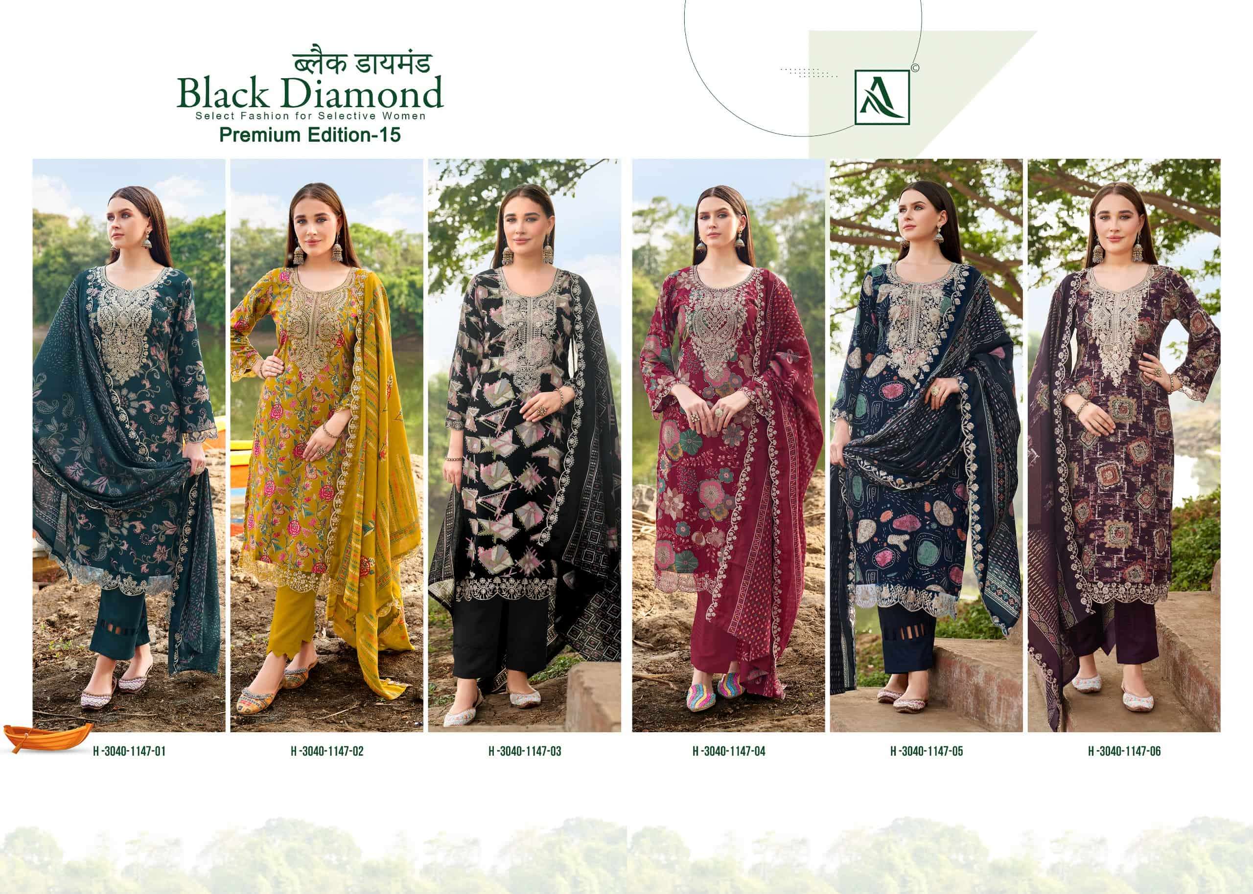 Alok Suit Black Diamond Premium Edition 15 Rayon Dress Material