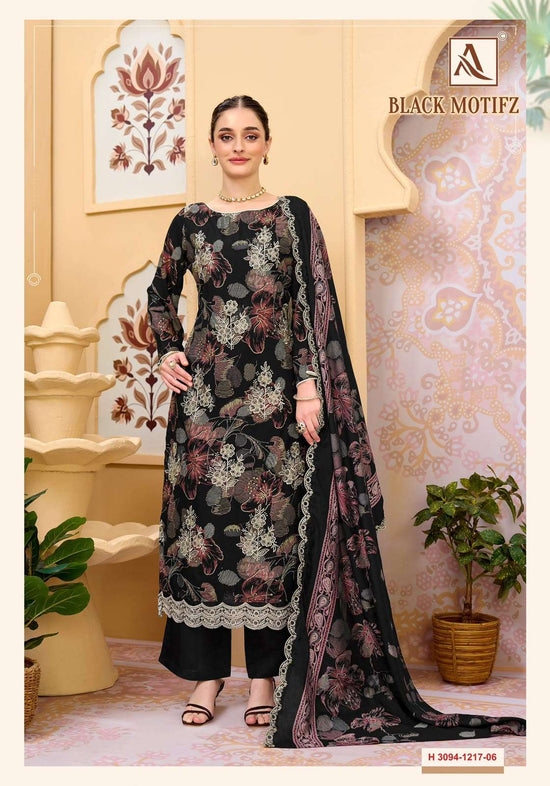 Alok Suit Black Motifz Viscose Rayon Printed Pakistani Suit