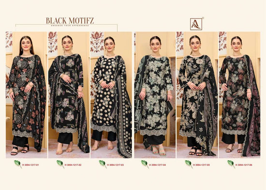 Alok Suit Black Motifz Viscose Rayon Printed Pakistani Suit