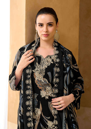 Alok Suit Black Royale Pure Viscose Rayon Dress Material - Amrah Wholesale