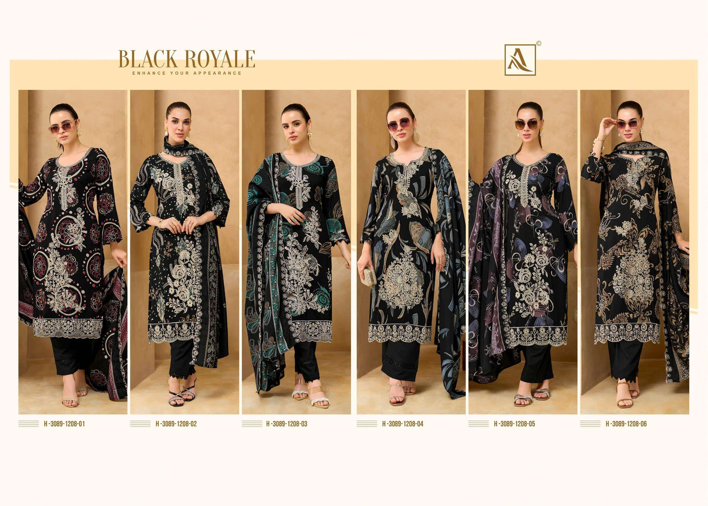 Alok Suit Black Royale Pure Viscose Rayon Dress Material