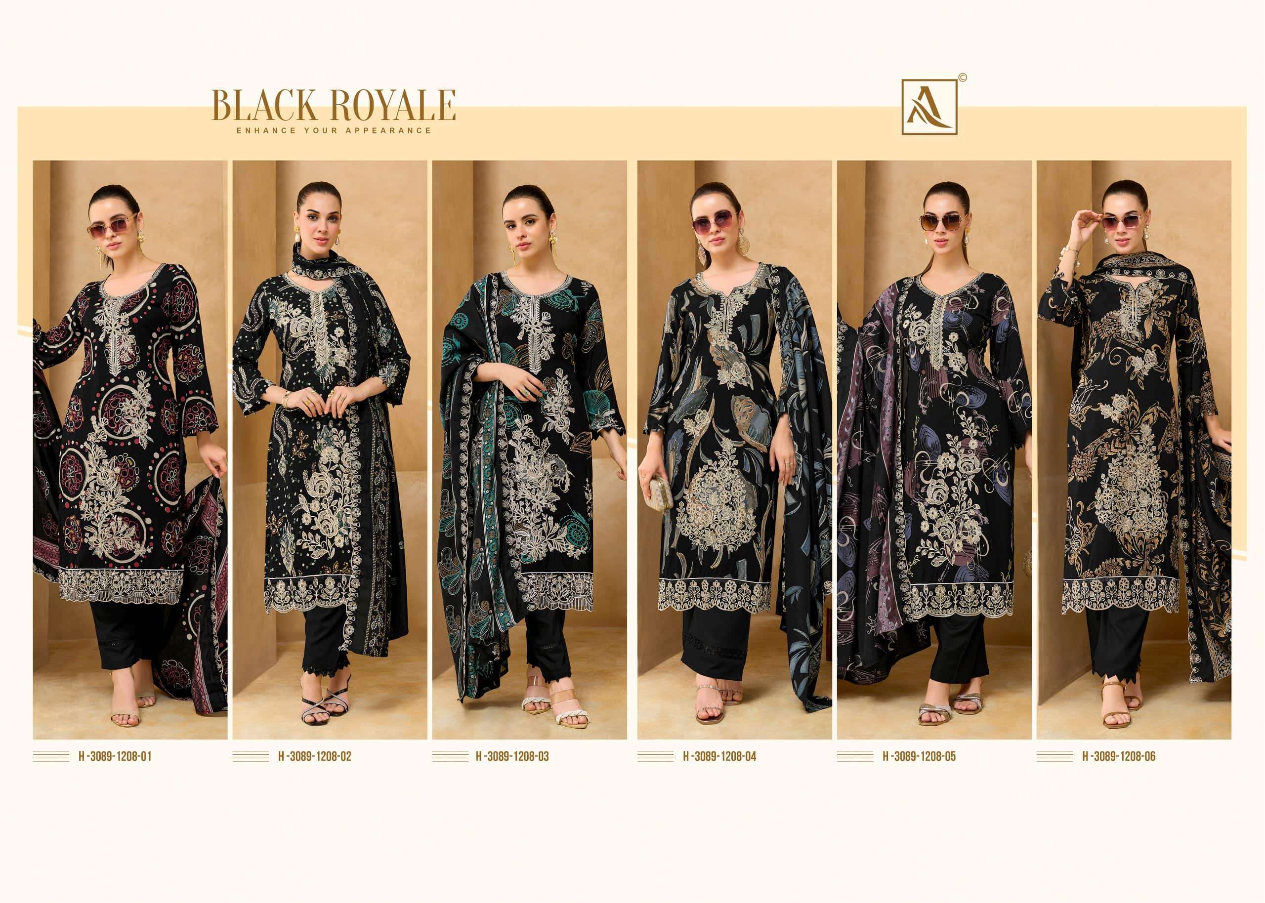 Alok Suit Black Royale Pure Viscose Rayon Dress Material