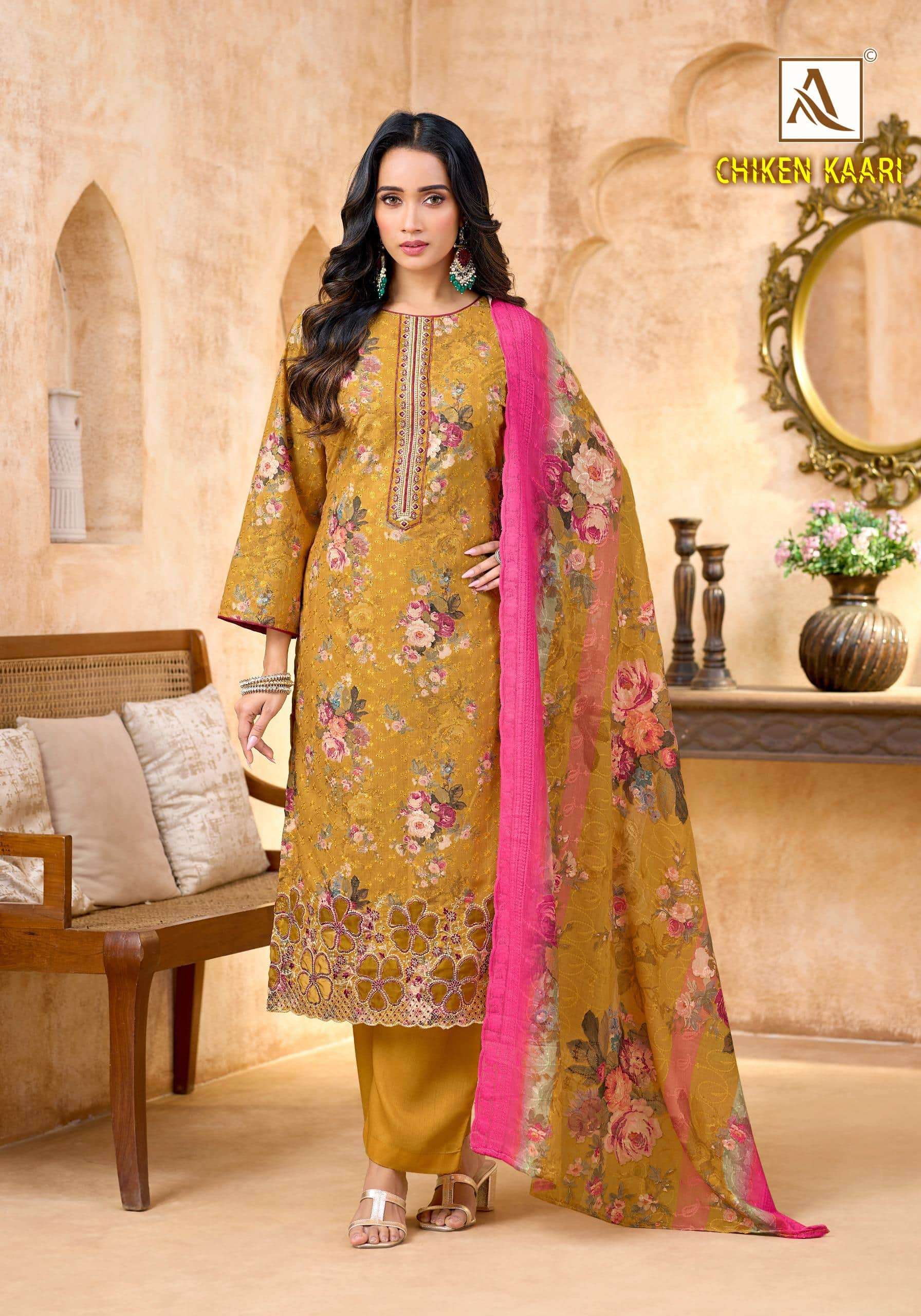 Alok Suit Chicken Kaari Premium Cotton Dress Material Set