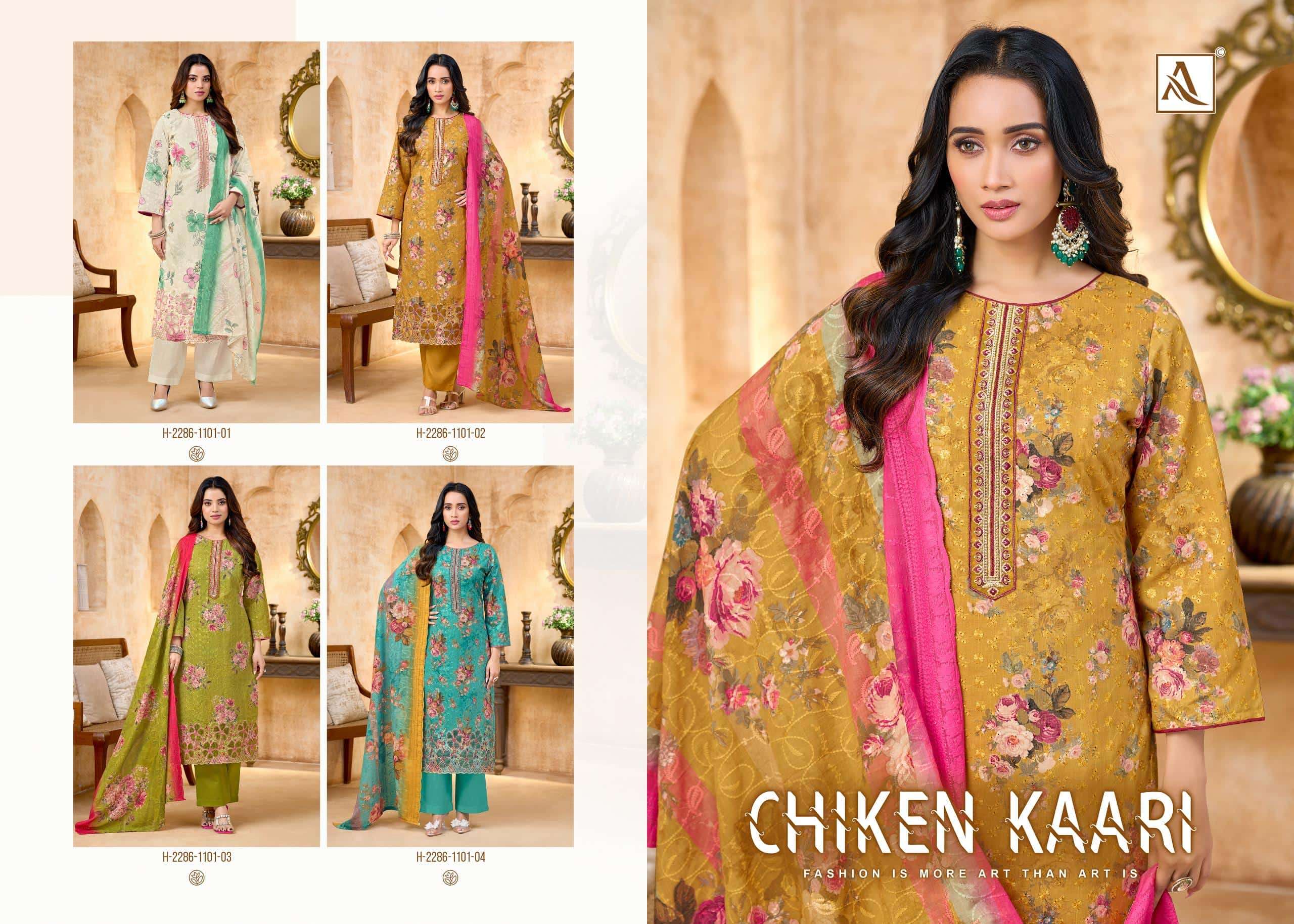 Alok Suit Chicken Kaari Premium Cotton Dress Material Set