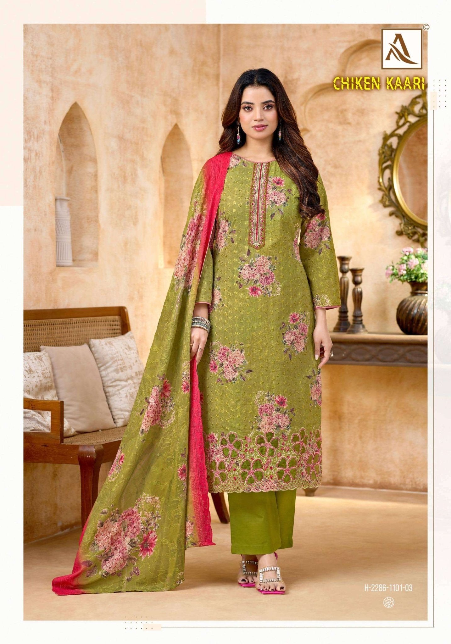 Alok Suit Chiken Kaari Cotton Dress Material - Amrah Wholesale