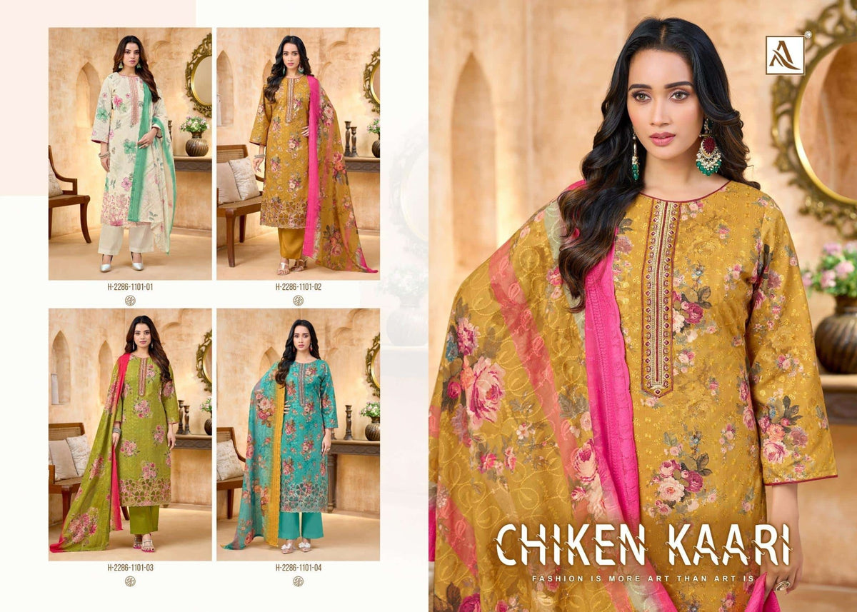 Alok Suit Chiken Kaari Cotton Dress Material - Amrah Wholesale