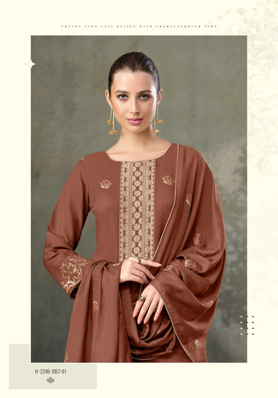 Alok Suit Copper Bloom Linen Designer Dress Material