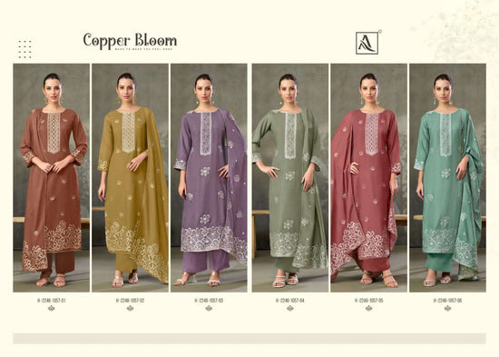 Alok Suit Copper Bloom Linen Designer Dress Material
