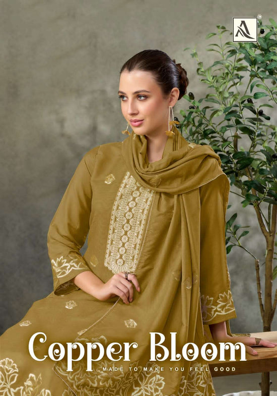 Alok Suit Copper Bloom Linen Designer Dress Material