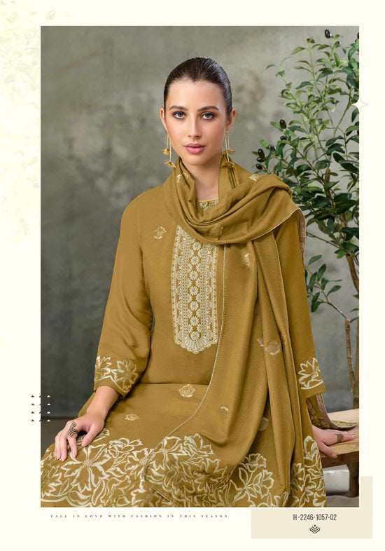 Alok Suit Copper Bloom Linen Designer Dress Material