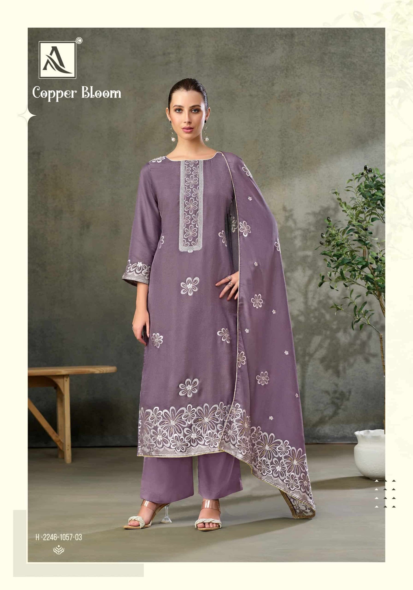 Alok Suit Copper Bloom Linen Designer Dress Material