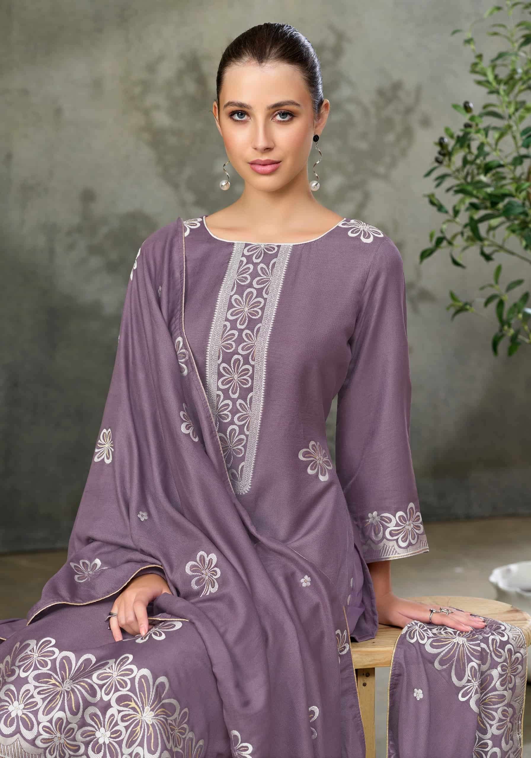 Alok Suit Copper Bloom Linen Designer Dress Material