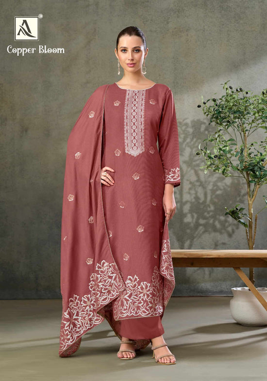 Alok Suit Copper Bloom Linen Designer Dress Material