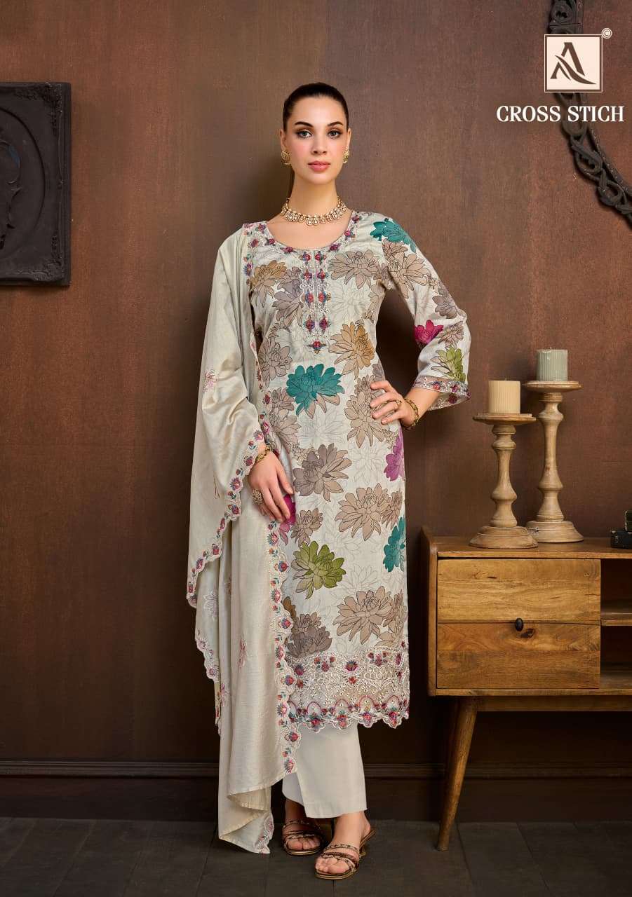 Alok Suit Cross Stich Zaam Cotton Printed Salwar Suit