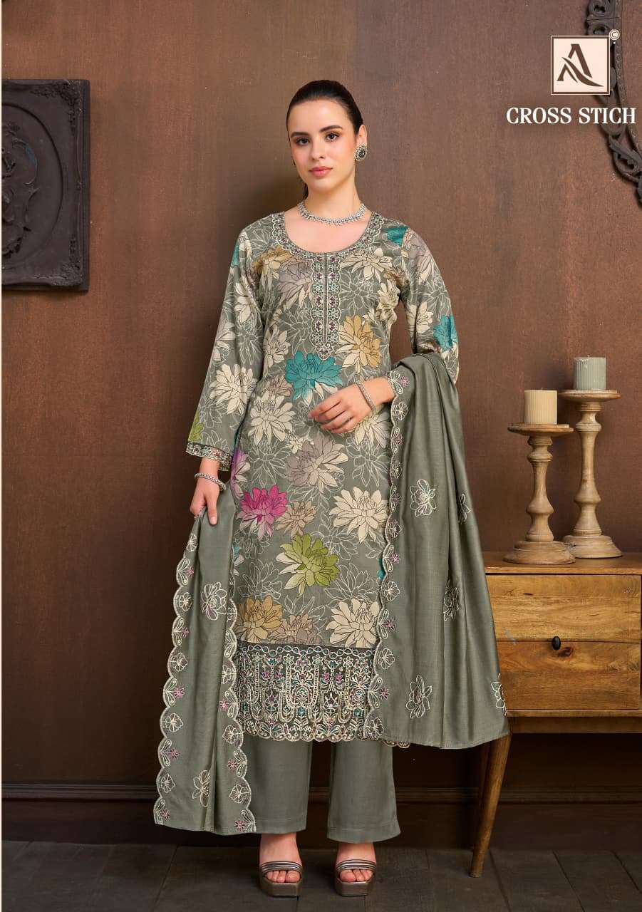 Alok Suit Cross Stich Zaam Cotton Printed Salwar Suit