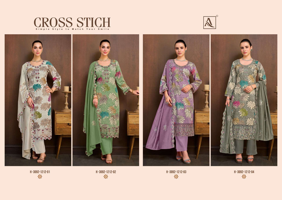 Alok Suit Cross Stich Zaam Cotton Printed Salwar Suit