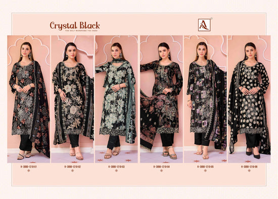 Alok Suit Crystal Black Viscose Rayon Printed Dress Material