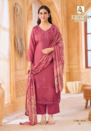 Alok Suit Desi Girl Vol-6 Viscose Muslin Embroidery Suit Set - Amrah Wholesale
