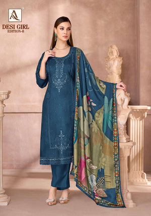 ALOK SUIT DESI GIRL VOL-8 Viscose Muslin Printed Pakistani Suit