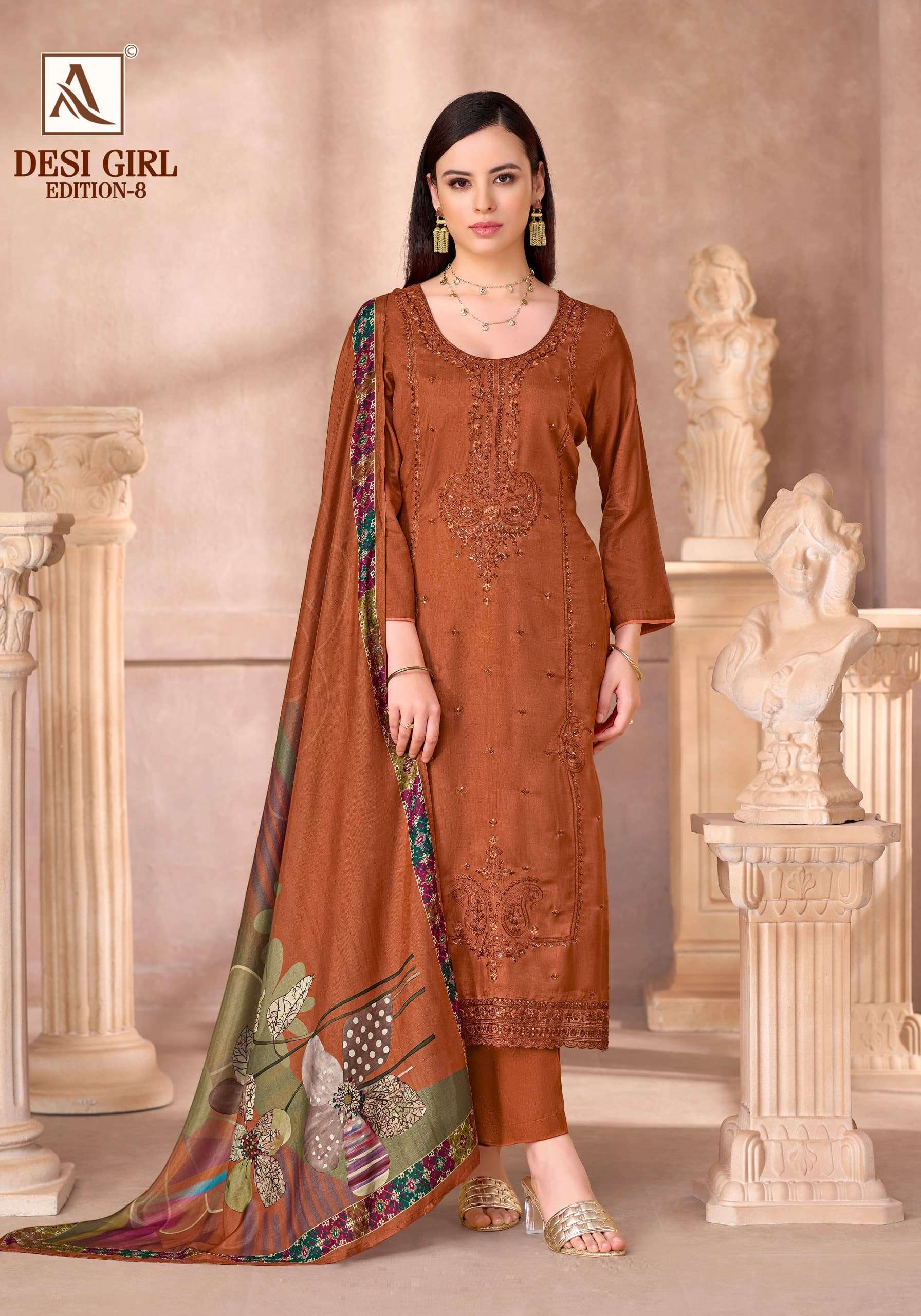 ALOK SUIT DESI GIRL VOL-8 Viscose Muslin Printed Pakistani Suit