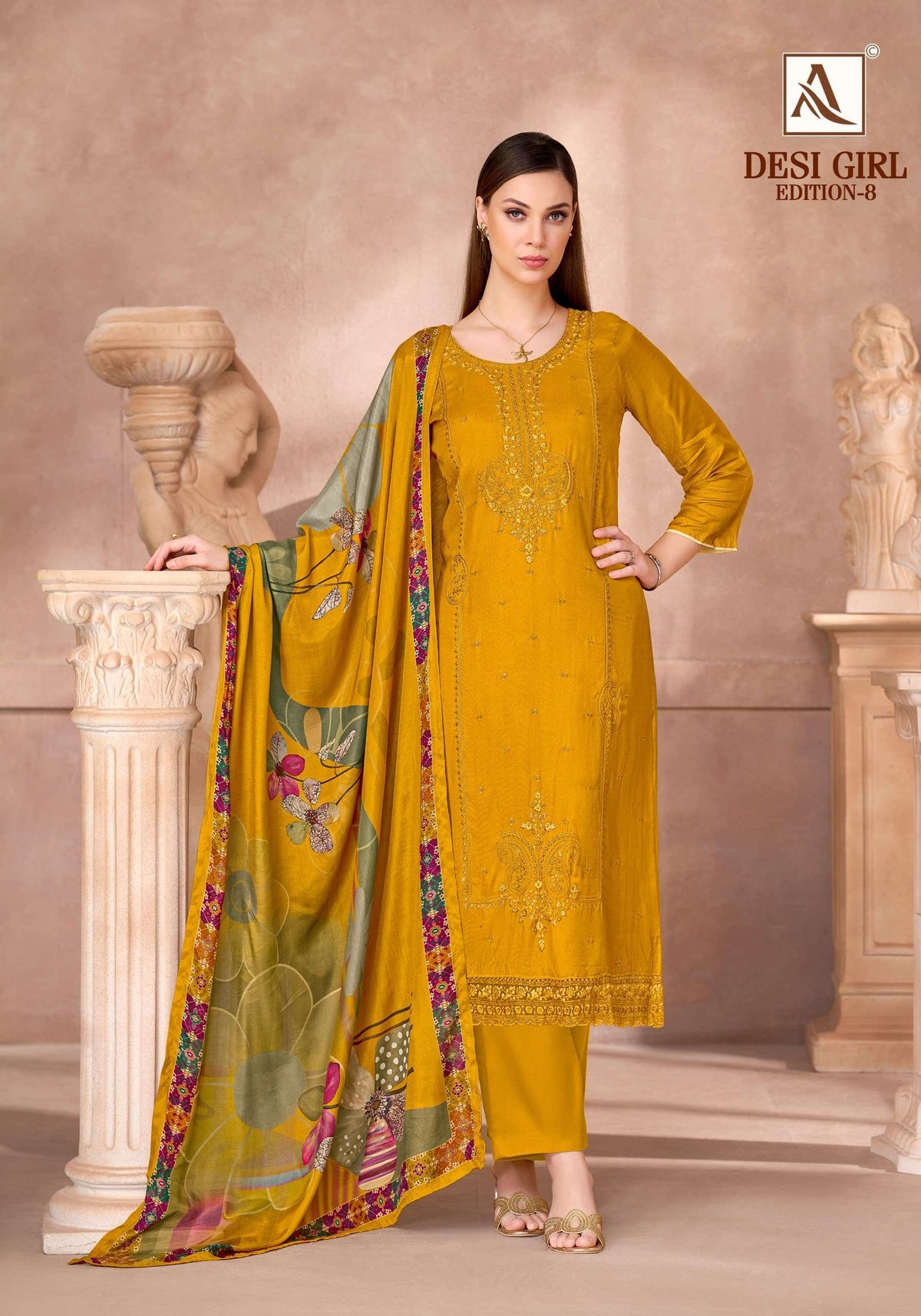 ALOK SUIT DESI GIRL VOL-8 Viscose Muslin Printed Pakistani Suit