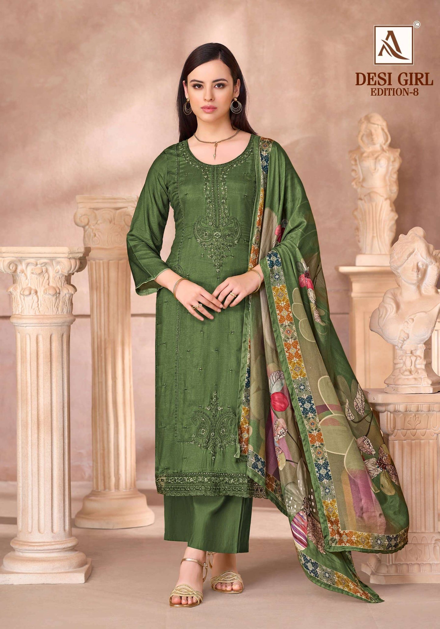 ALOK SUIT DESI GIRL VOL-8 Viscose Muslin Printed Pakistani Suit