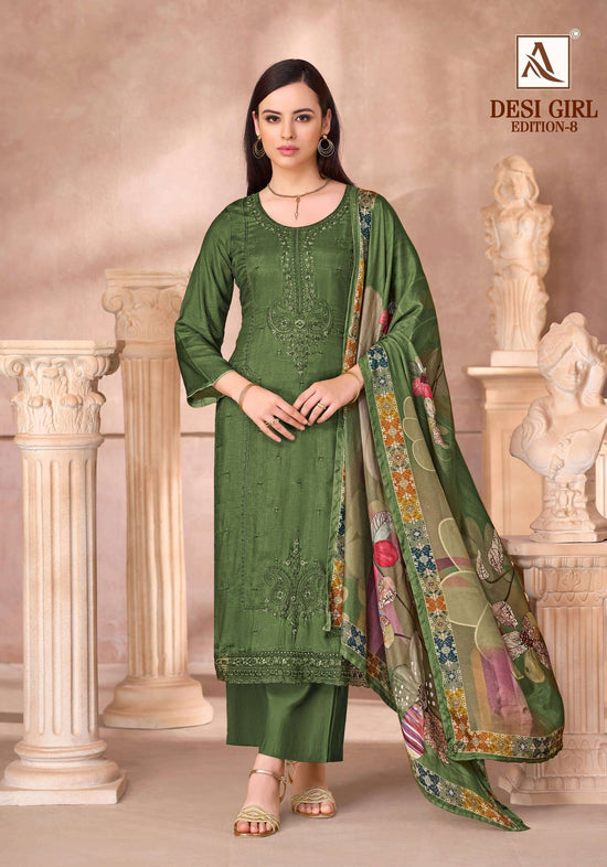 ALOK SUIT DESI GIRL VOL-8 Viscose Muslin Printed Pakistani Suit