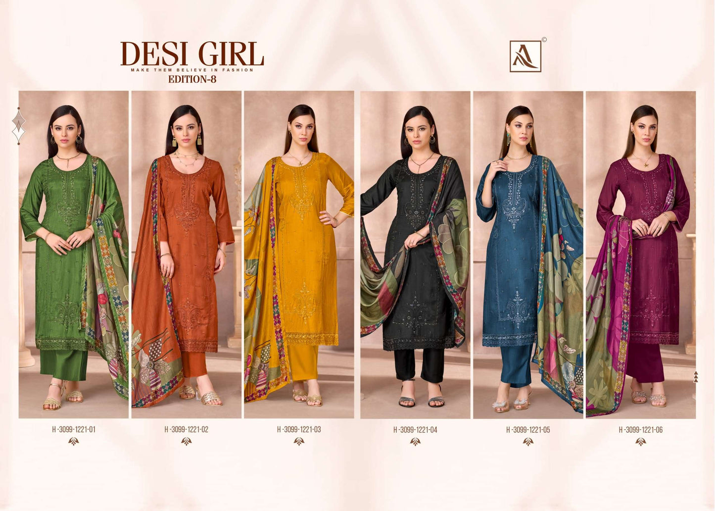 ALOK SUIT DESI GIRL VOL-8 Viscose Muslin Printed Pakistani Suit
