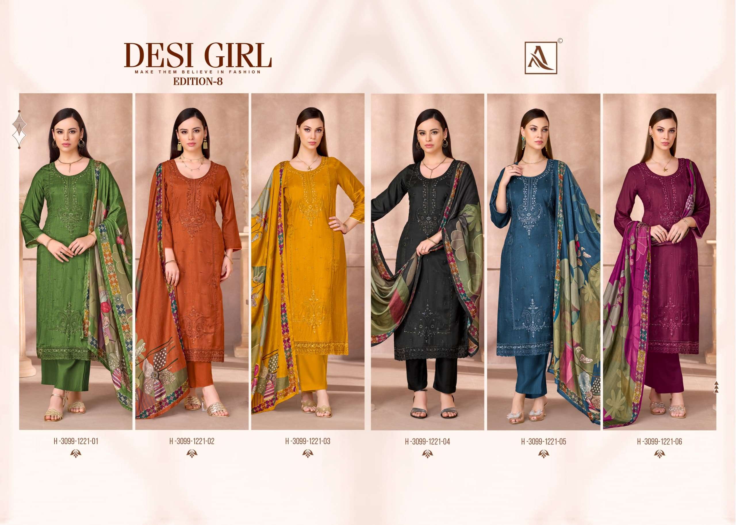 ALOK SUIT DESI GIRL VOL-8 Viscose Muslin Printed Pakistani Suit