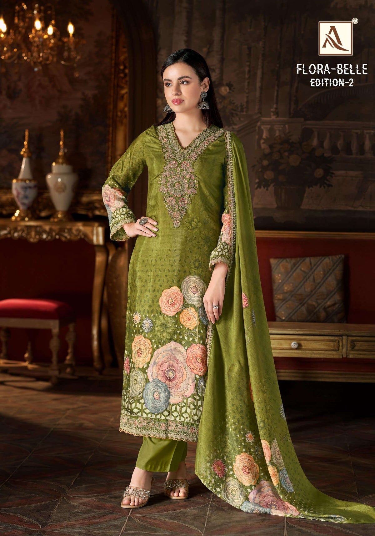 ALOK SUIT FLORA BELLE VOL-2 Muslin Printed Pakistani Suit