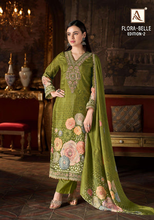 ALOK SUIT FLORA BELLE VOL-2 Muslin Printed Pakistani Suit