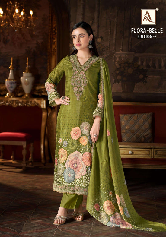 ALOK SUIT FLORA BELLE VOL-2 Muslin Printed Pakistani Suit