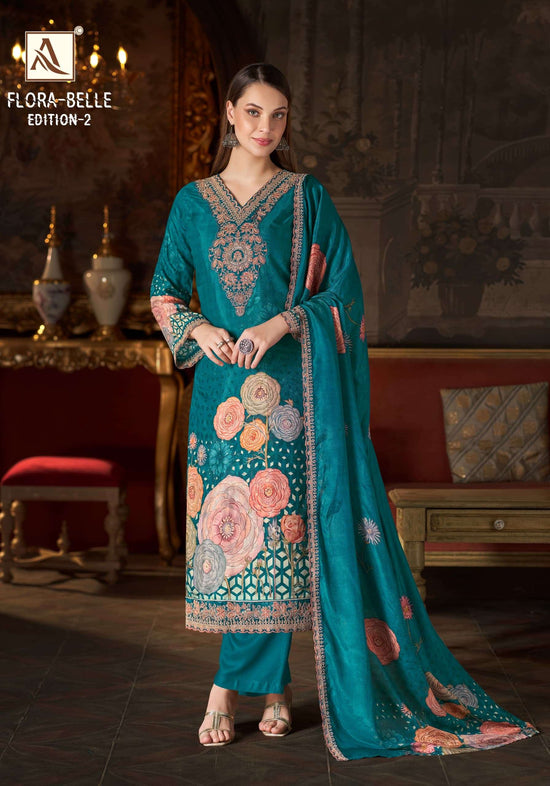 ALOK SUIT FLORA BELLE VOL-2 Muslin Printed Pakistani Suit
