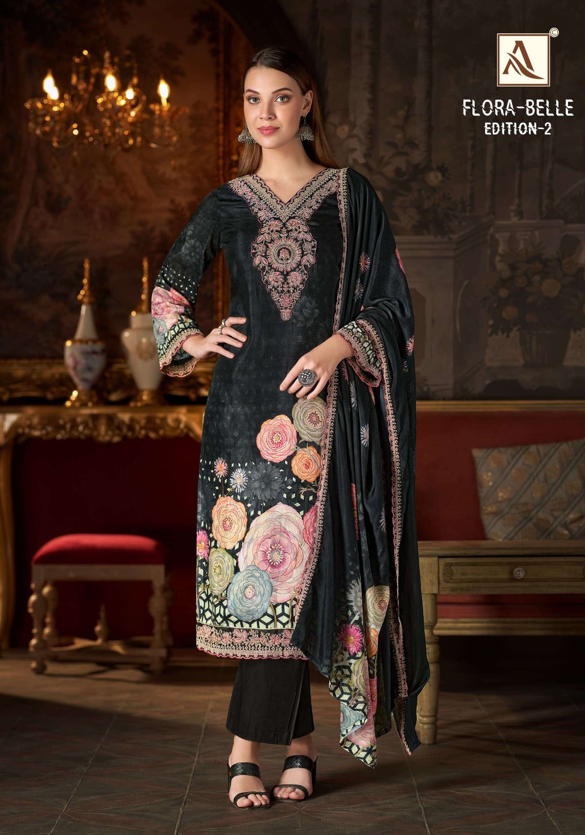 ALOK SUIT FLORA BELLE VOL-2 Muslin Printed Pakistani Suit