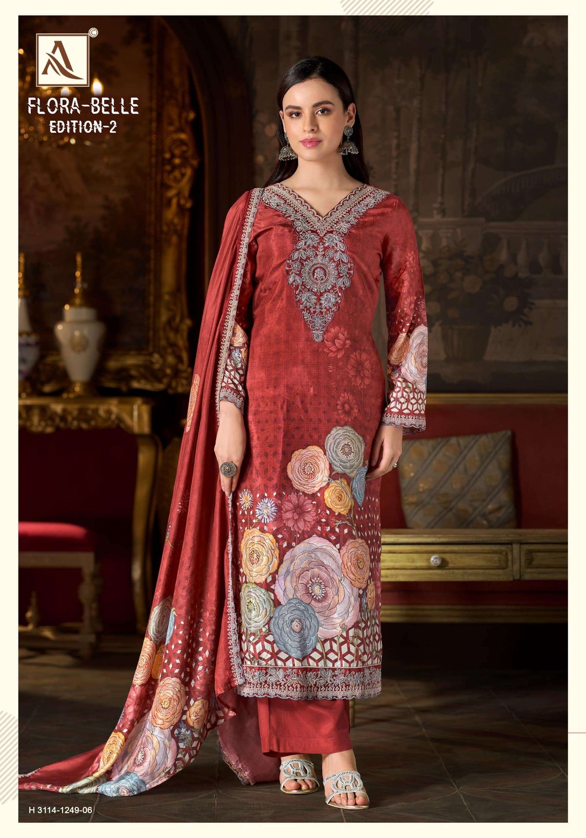 ALOK SUIT FLORA BELLE VOL-2 Muslin Printed Pakistani Suit