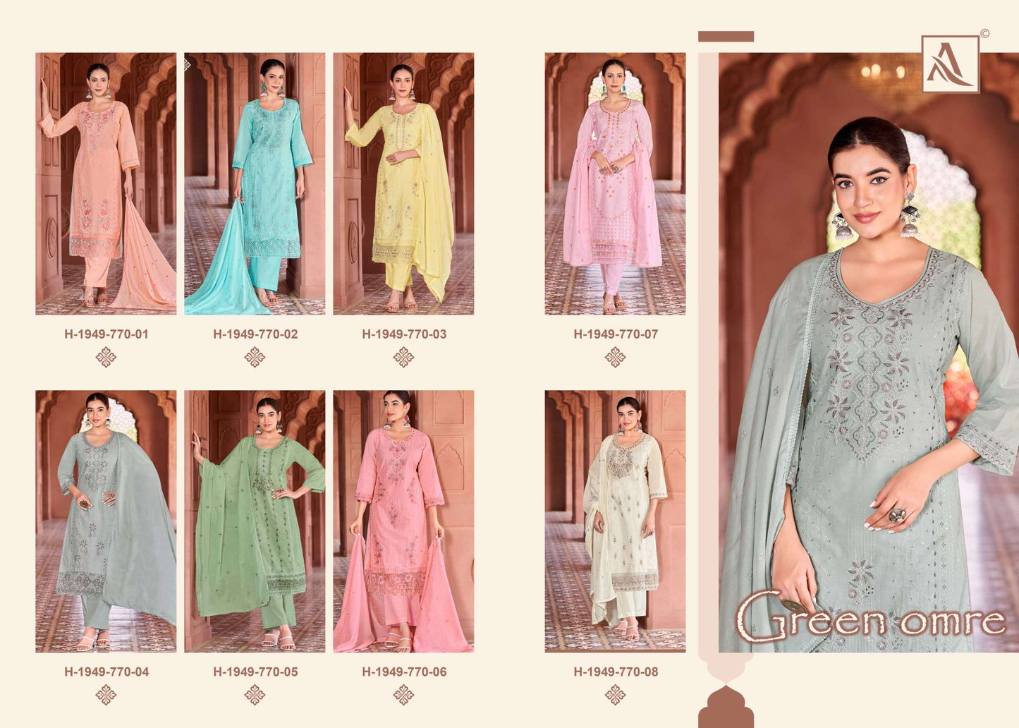 Alok Suit Green Omre