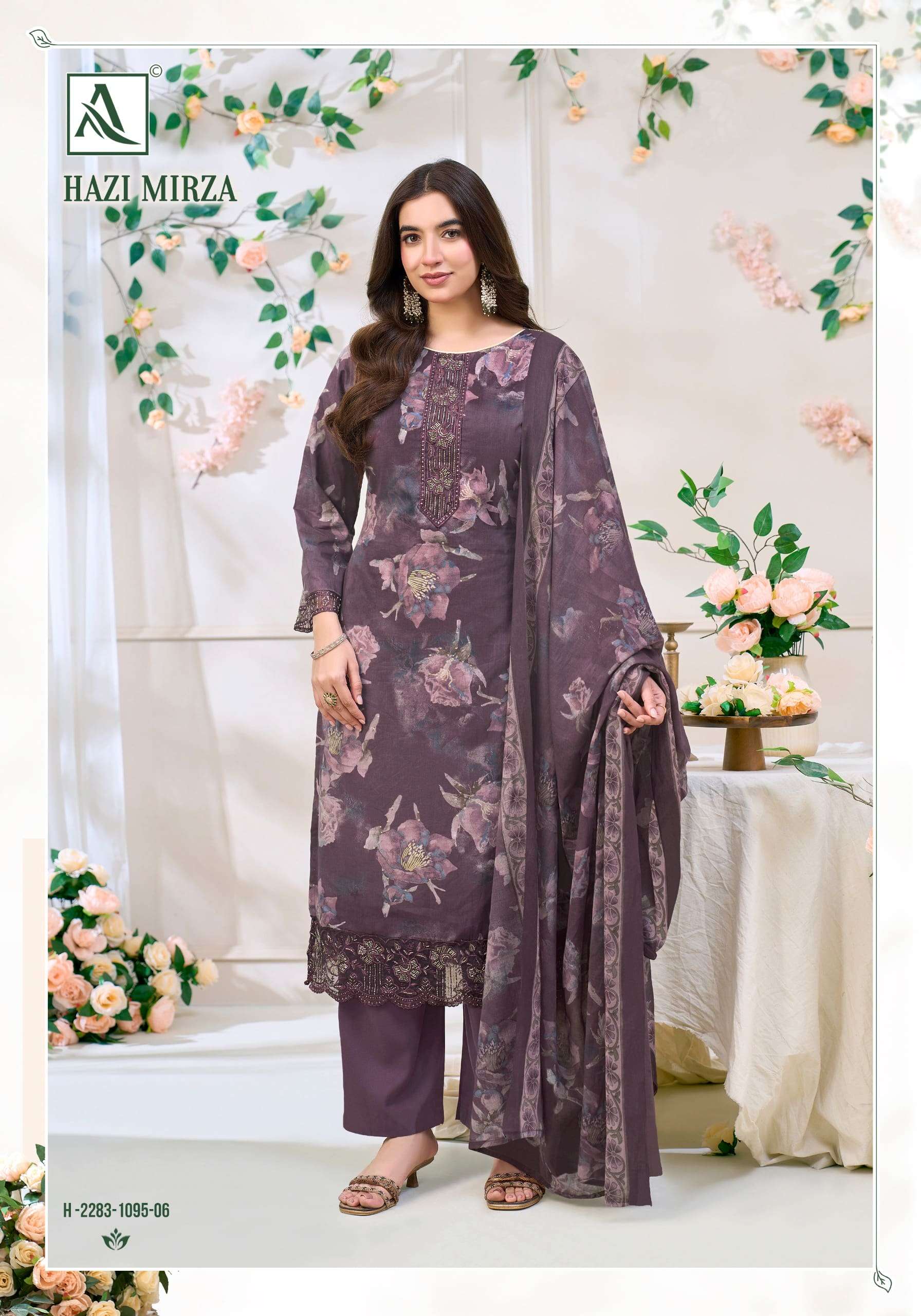 ALOK SUIT HAZI MIRZA Cambric Cotton Pakistani Suit - Amrah Wholesale