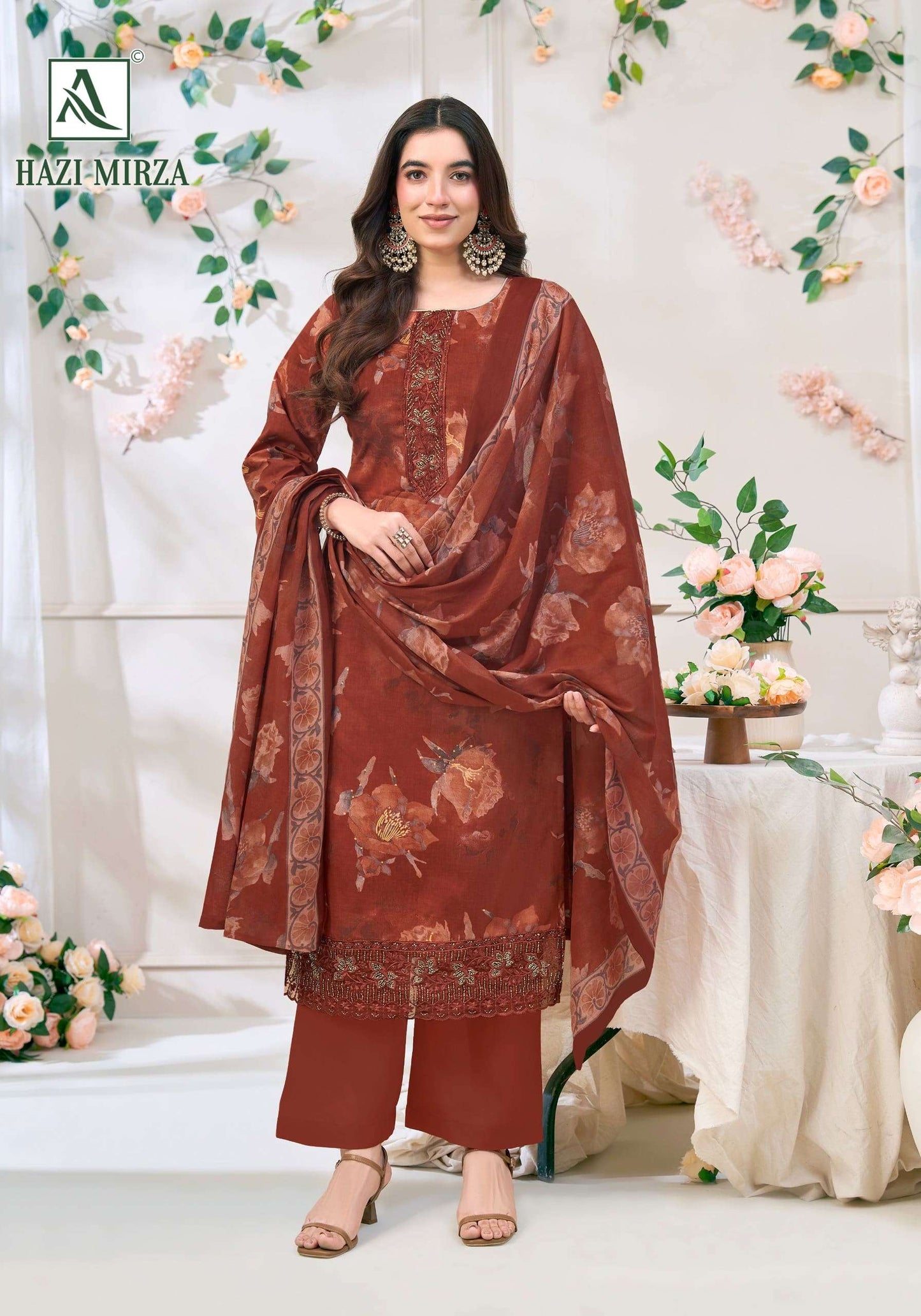 ALOK SUIT HAZI MIRZA Cambric Cotton Pakistani Suit - Amrah Wholesale
