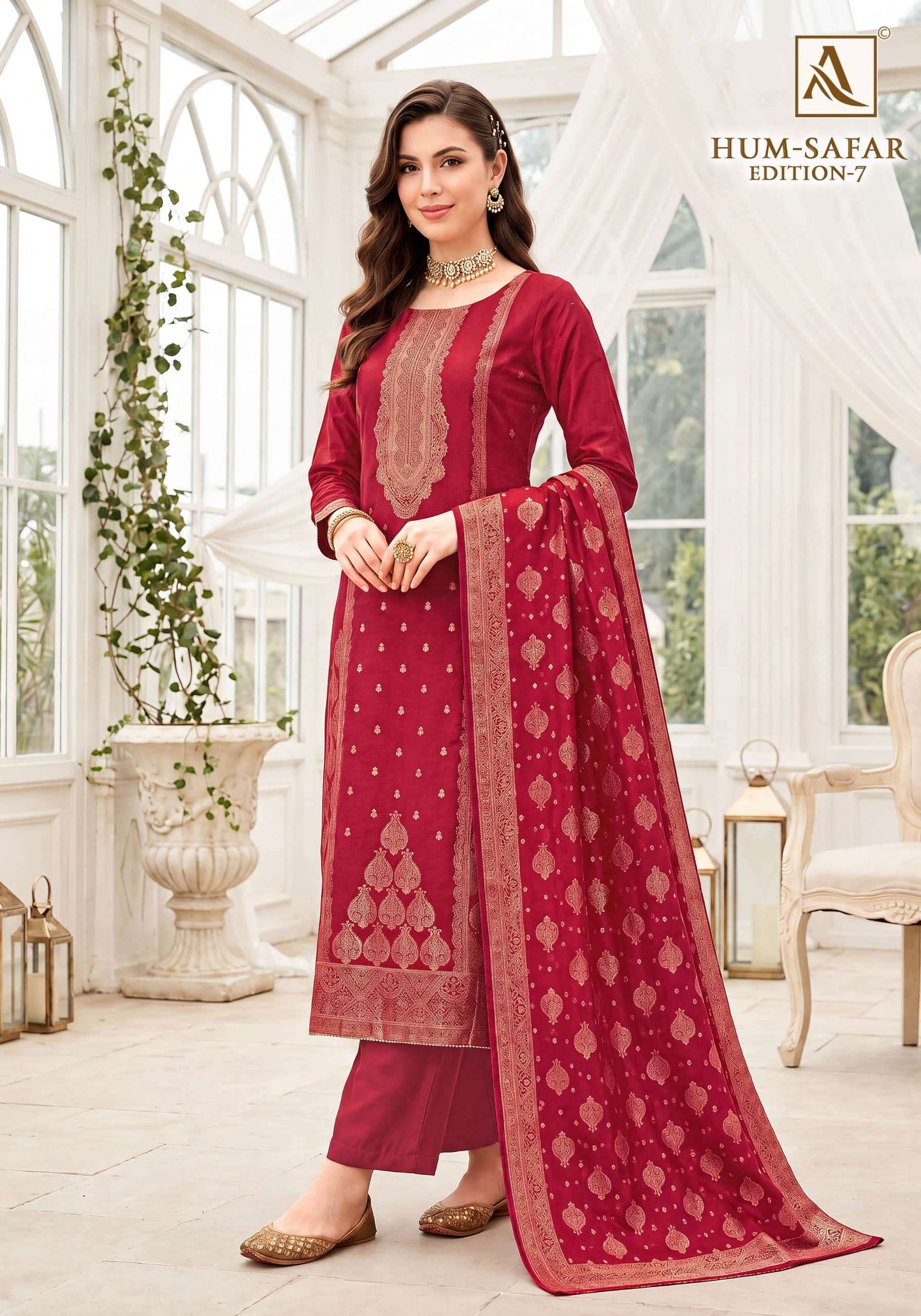 ALOK SUIT HUM SAFAR VOL-7 Viscose Muslin Embroidered Pakistani Suit