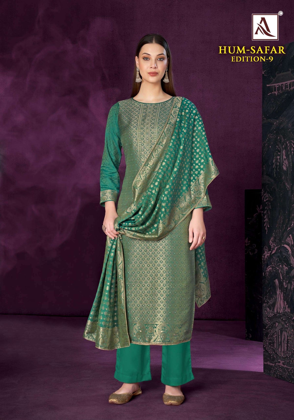 Alok Suit Hum Safar Vol-9 Viscose Muslin Jacquard Festive Wear Salwar Suit