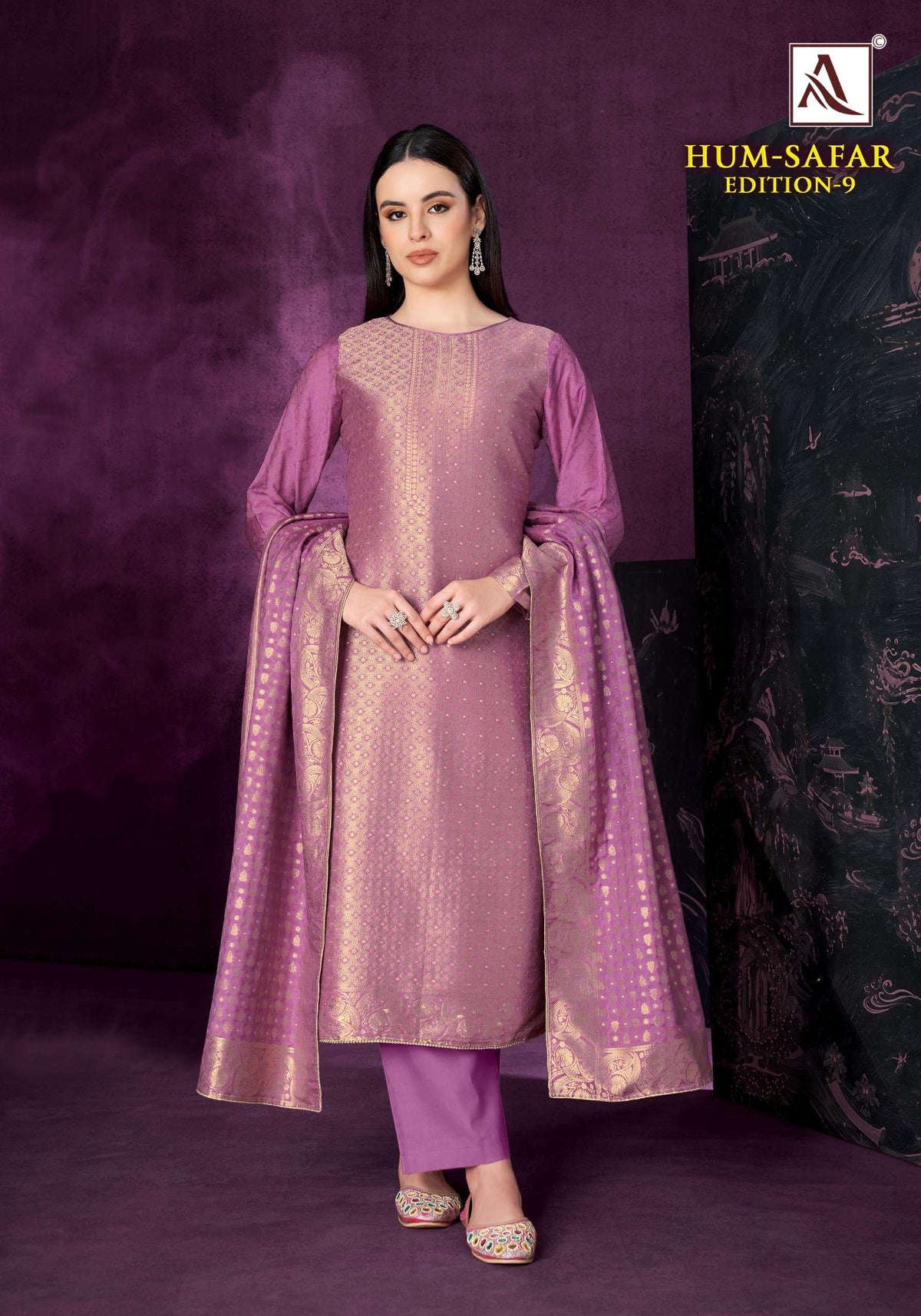 Alok Suit Hum Safar Vol-9 Viscose Muslin Jacquard Festive Wear Salwar Suit