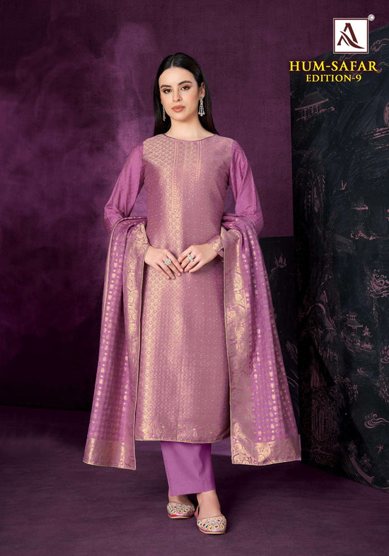 Alok Suit Hum Safar Vol-9 Viscose Muslin Jacquard Festive Wear Salwar Suit