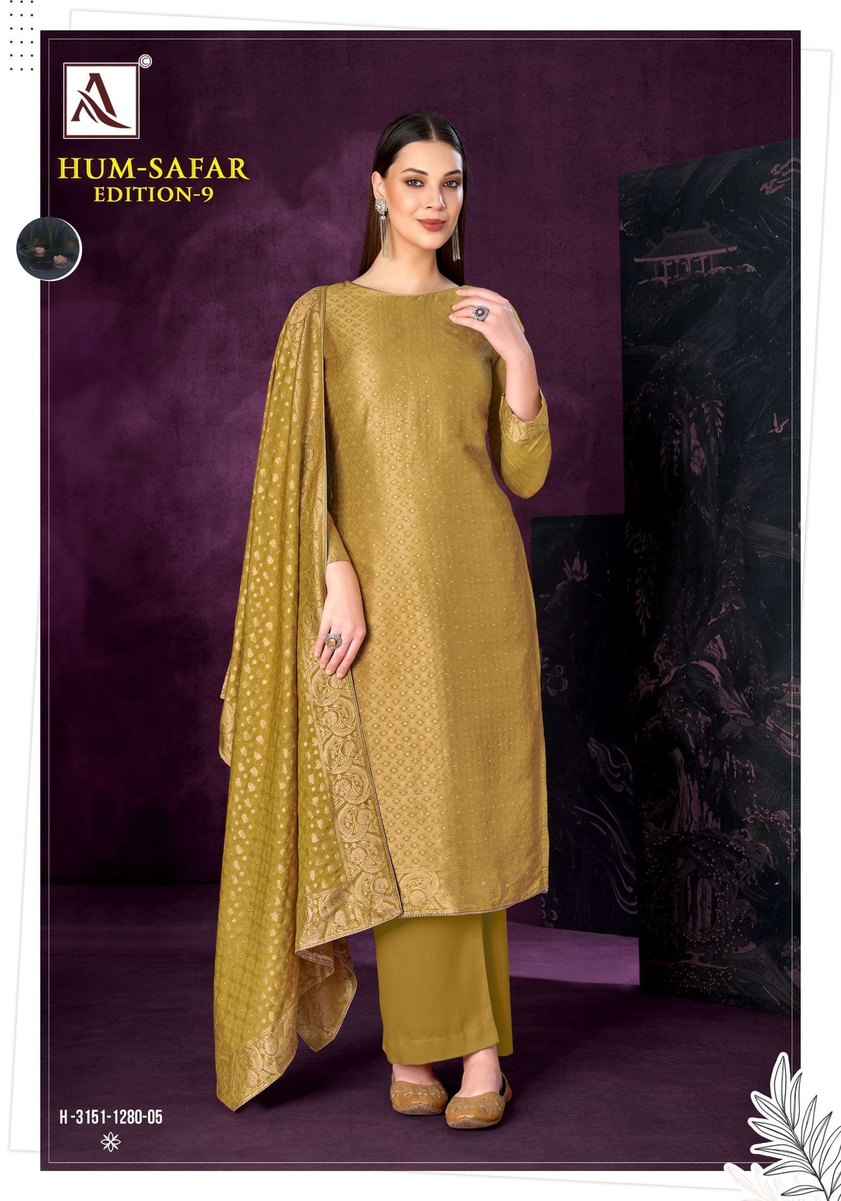 Alok Suit Hum Safar Vol-9 Viscose Muslin Jacquard Festive Wear Salwar Suit
