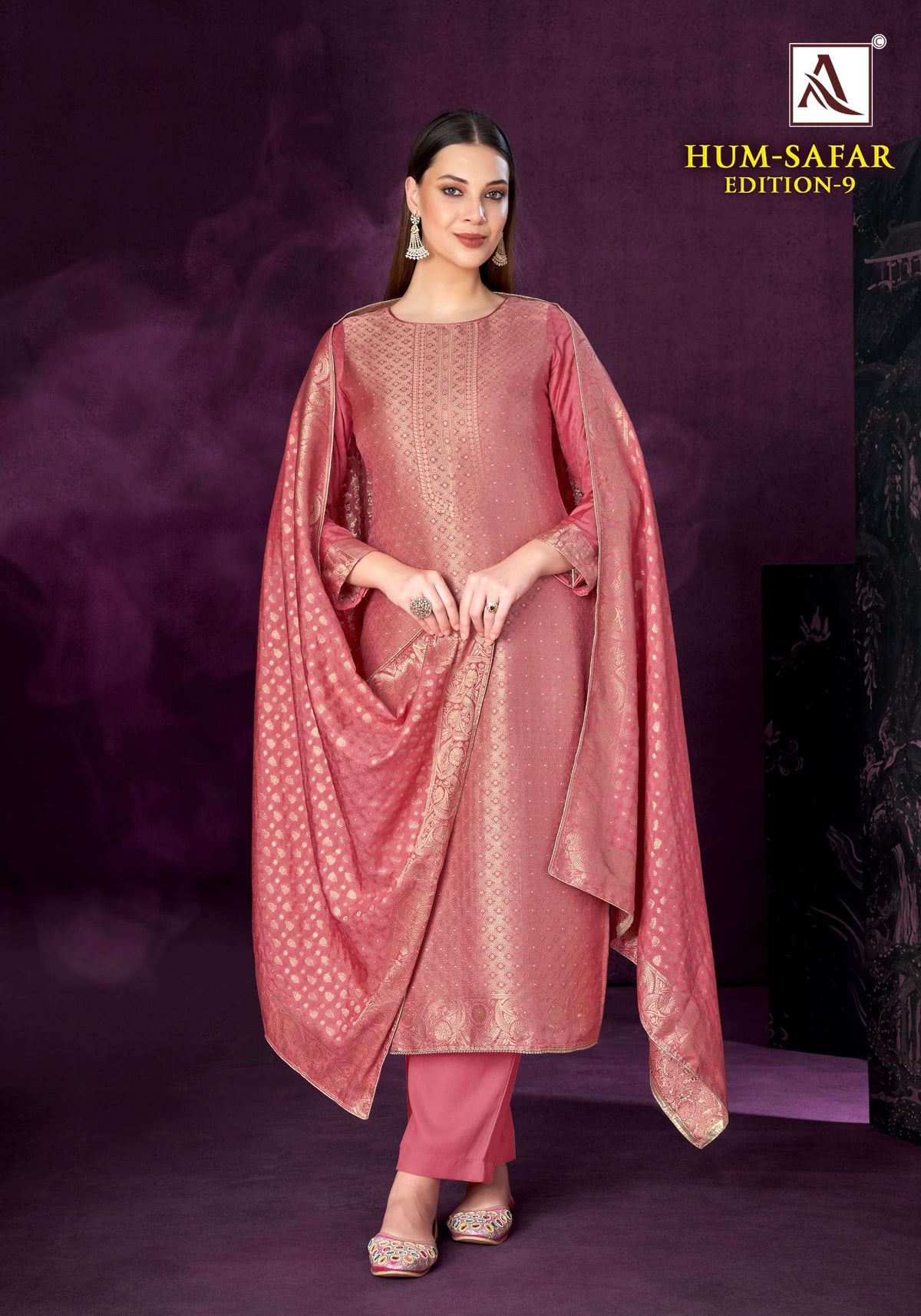 Alok Suit Hum Safar Vol-9 Viscose Muslin Jacquard Festive Wear Salwar Suit