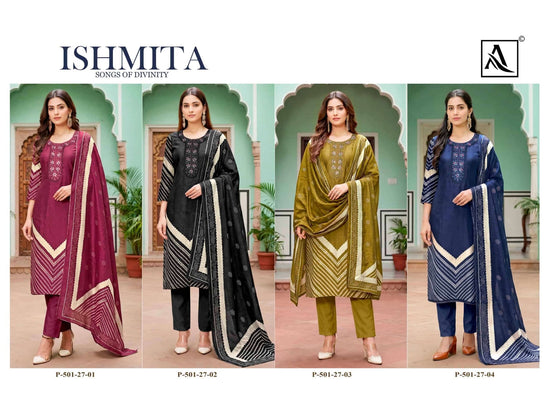 Alok Suit Ishmita Premium Viscose Muslin Dress Material - Amrah Wholesale