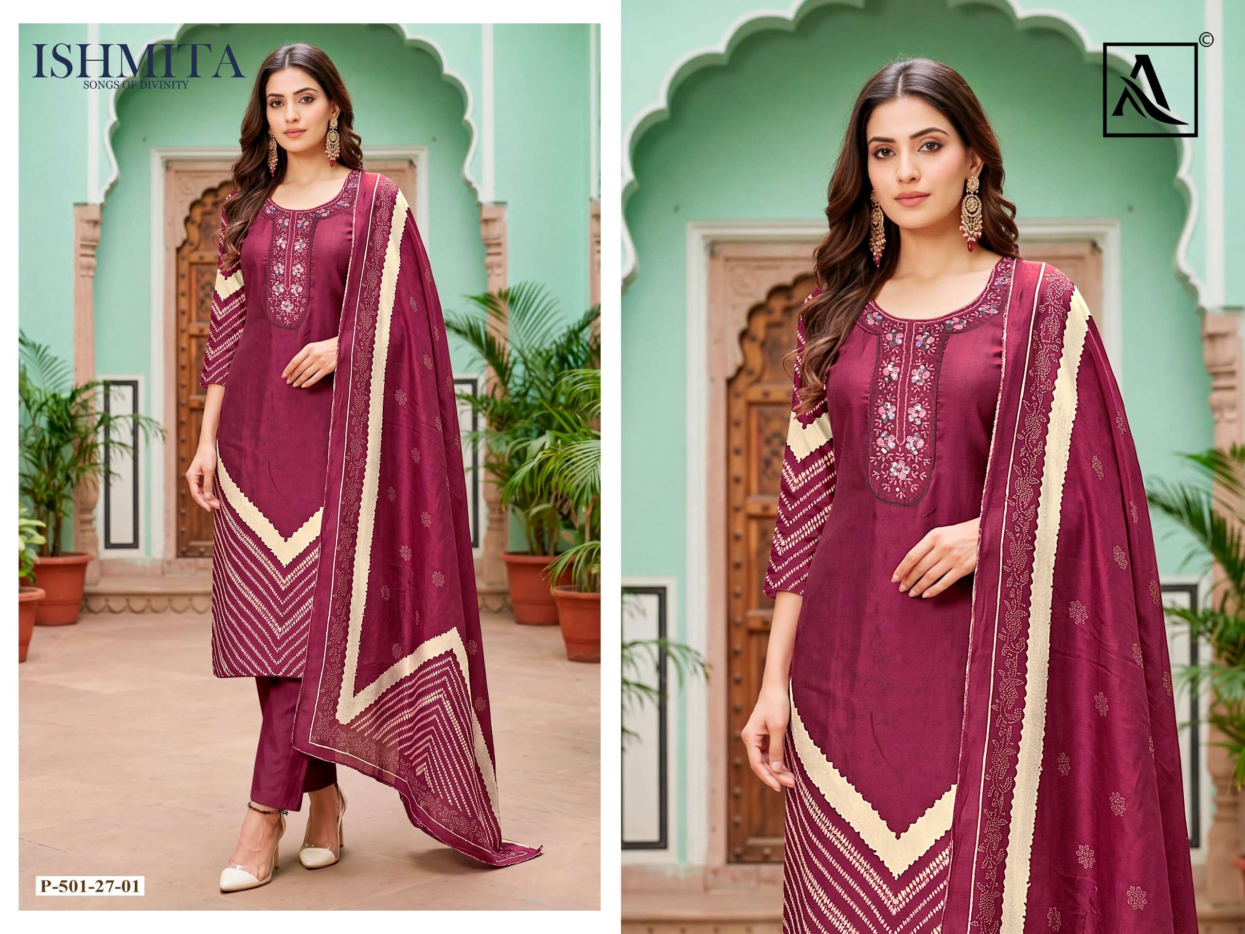 Alok Suit Ishmita Premium Viscose Muslin Dress Material
