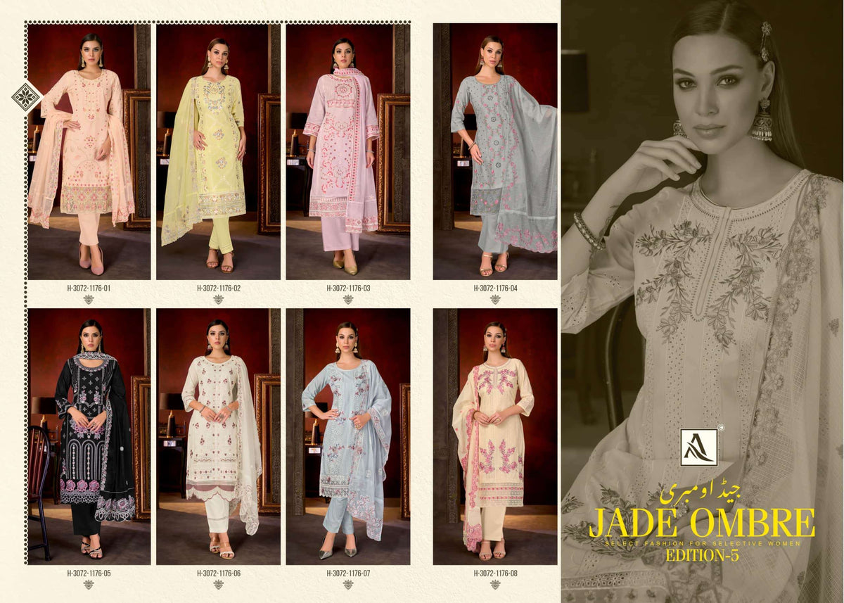 ALOK SUIT Jade Ombre Vol-5 Cambric Printed Semi Stitched Pakistani Suit