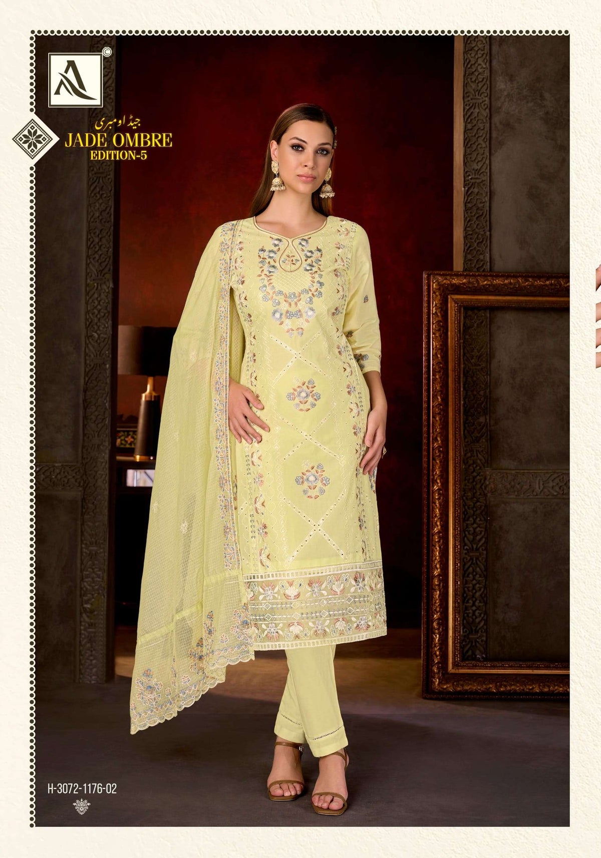 ALOK SUIT Jade Ombre Vol-5 Cambric Printed Semi Stitched Pakistani Suit