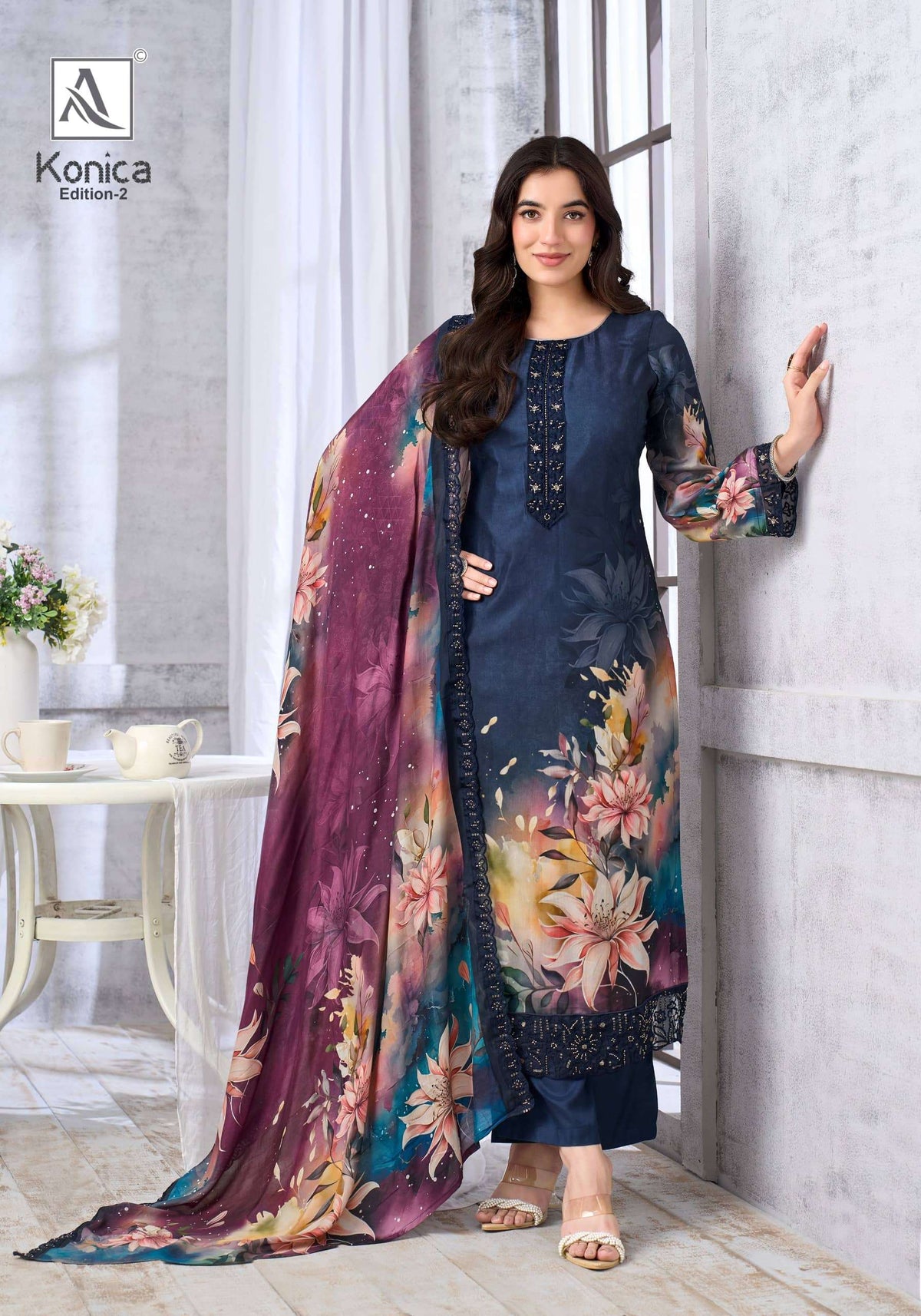 Alok Suit Konica Vol-2 Viscose Muslin Dress Material